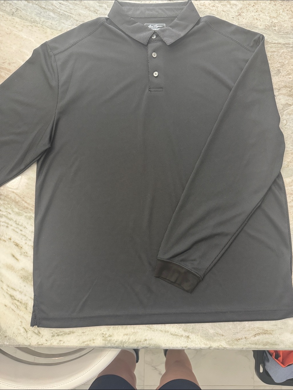 Men's Long-Sleeve Performance Polo - Charcoal